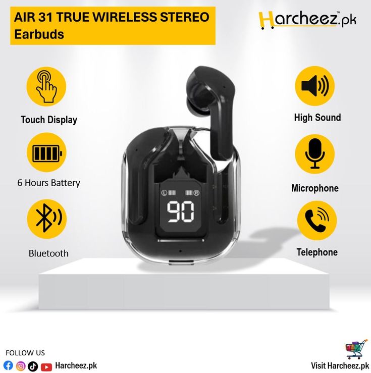 Air39 Transparent TWS Earbuds – LED Display & HD Sound